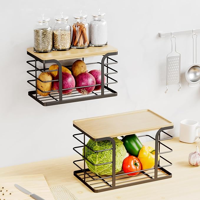 2 Pack Stackable Storage for Kitchen Laundry Pantry Organizers, Trash Bag Holder