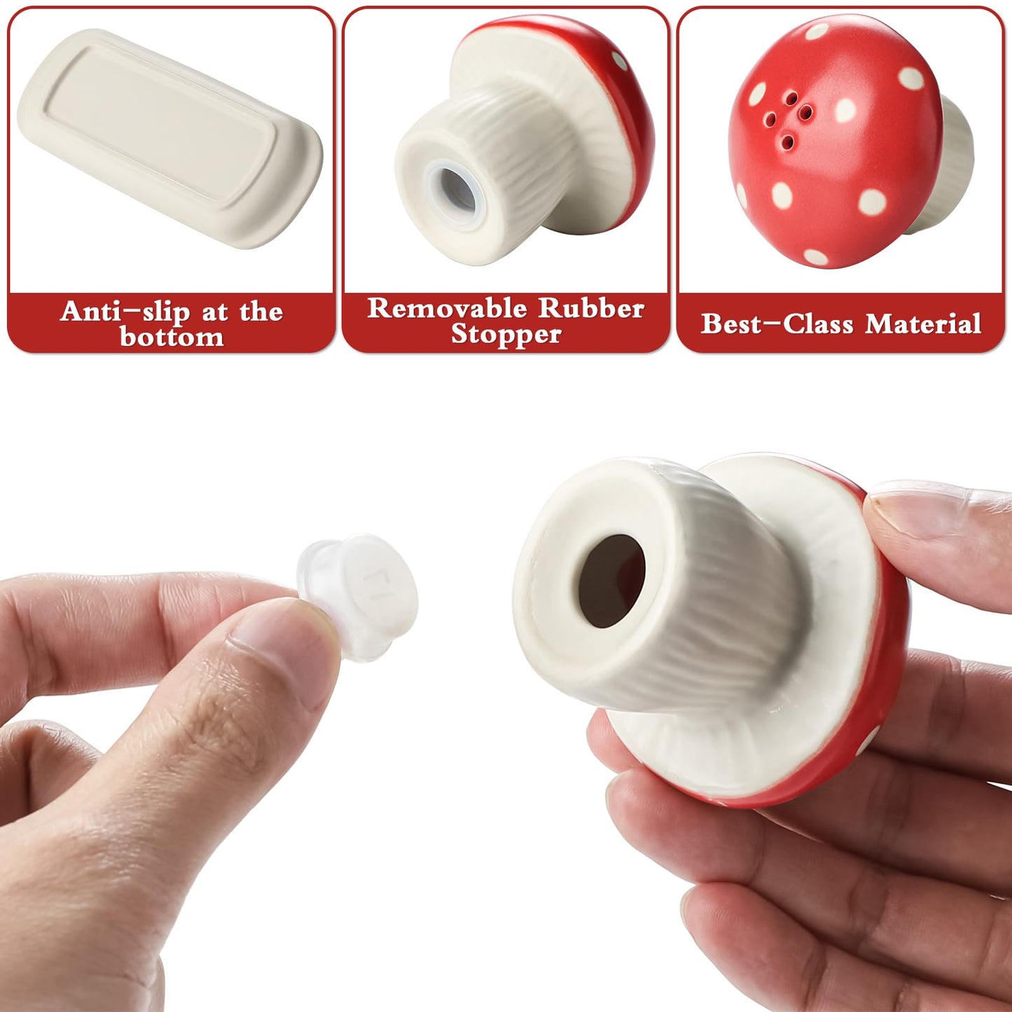 Ceramic Salt and Pepper Shakers Set Cute Mushroom Salt and Pepper Shakers with Tray for Modern Home Kitchen Decor