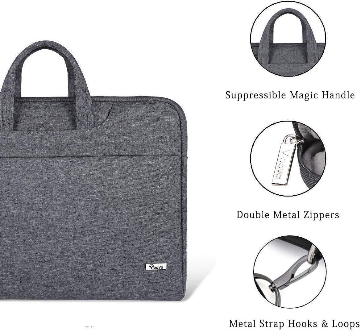 Voova Laptop Bag Case 15.6 Inch Compatible with MacBook Pro 15/16, MacBook Air 15 M2/M3/M4, 15-16” HP Acer Lenovo Dell Asus, Waterproof Computer Sleeve Cover with Shoulder Straps & Handle, Grey