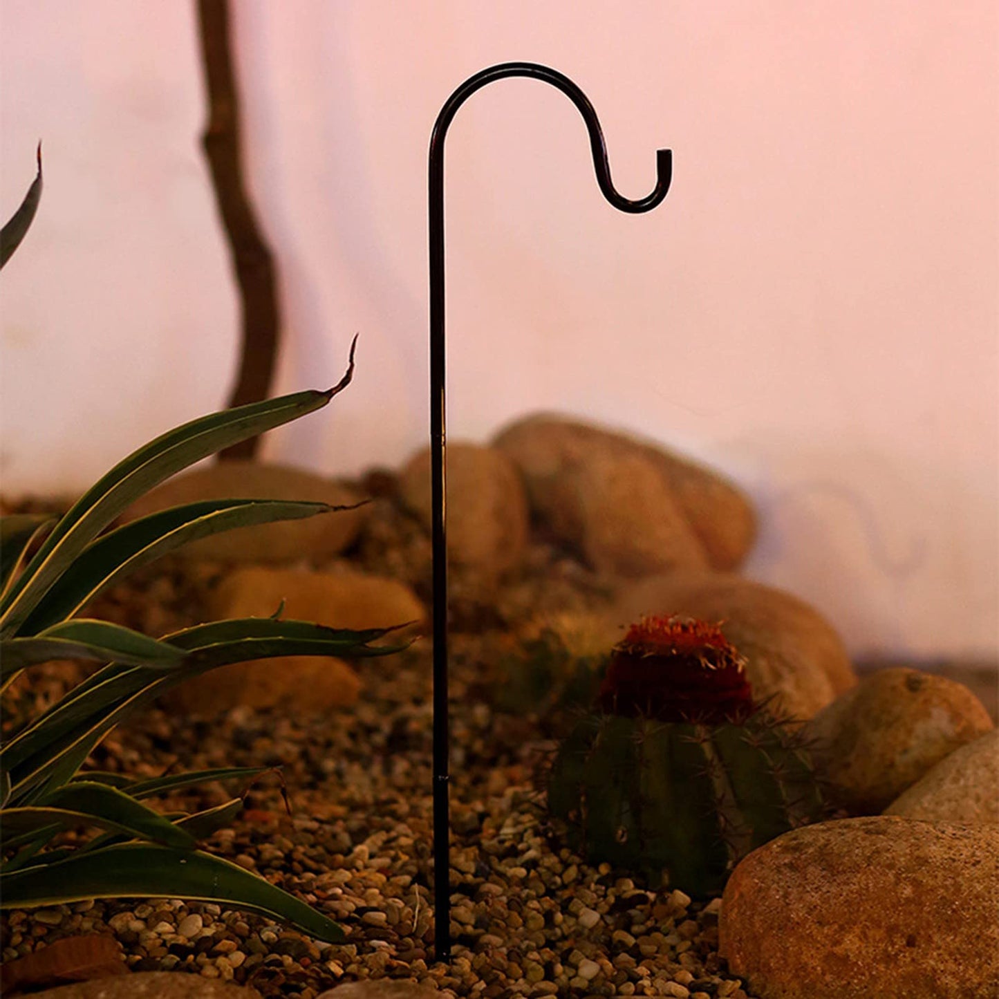 Outdoor Shepherds Hooks,29Inch Small Adjustable Metal Bird Feeder Pole Hanger,Courtyard Lawn Iron Hanging Hook,Heavy Duty Plants Lanterns Garden Stakes for Flower Pots,Solar Lights,Garden Decor (1PC)