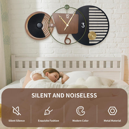 Tiuposr 41x20 Inch Modern Wall Clocks, Large Round Decorative Clock, Silent Non-Ticking Battery Operated Timepiece for Living Room, Bedroom, Office, Entryway
