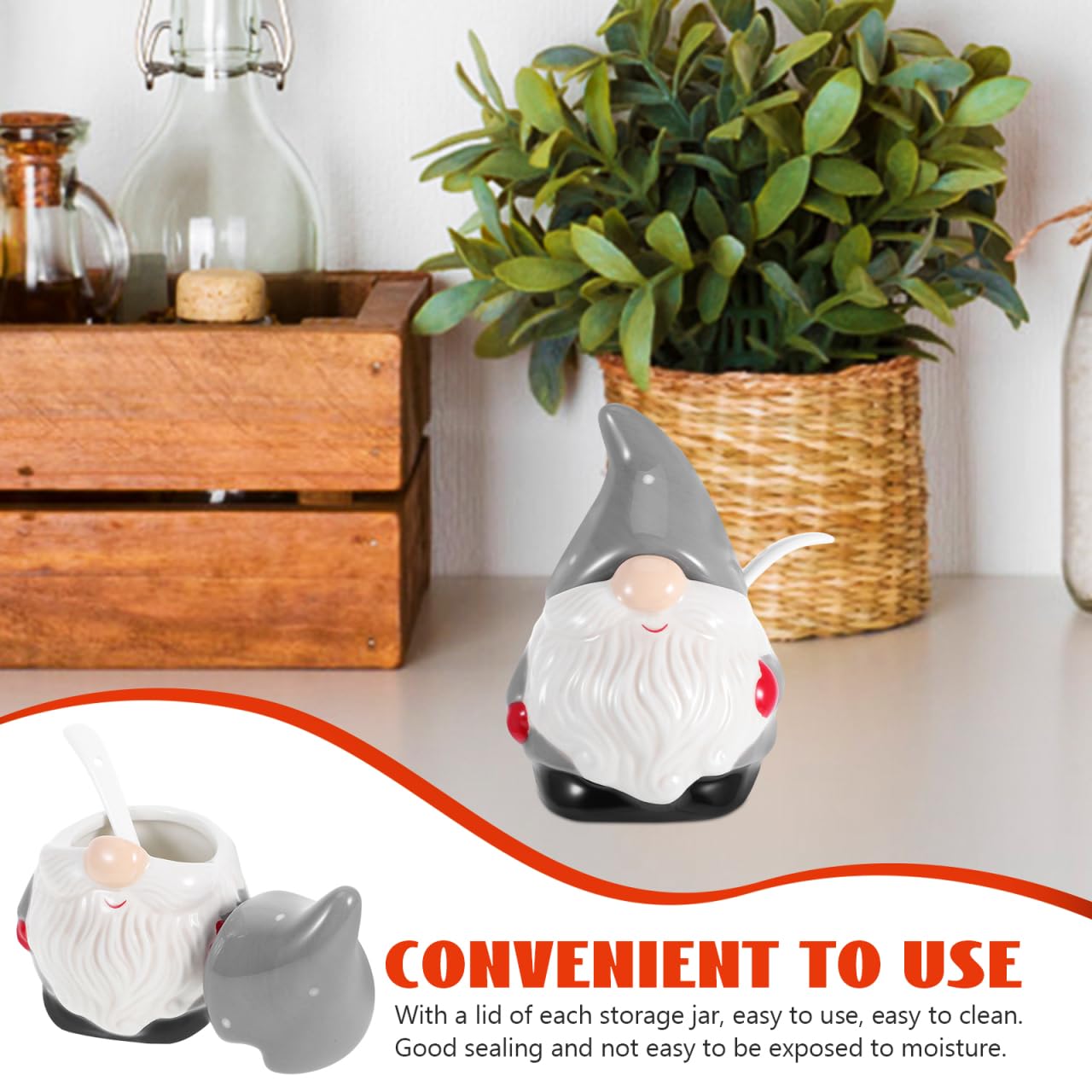 Healeved Gnome Cookie Jar Ceramic Christmas Candy Jar Christmas Cookie Tin with Lids Holiday Santa Tea Boxwith Lid Centerpieces Condiment Spice Holder