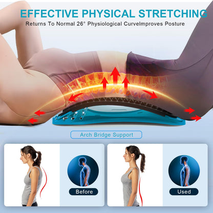 MINOLL Back Stretcher for Lower Back Pain Relief, 4 Level Adjustable Arch Lumbar Back Cracker Board, Back Cracking Device, Back Massager for Scoliosis, Spine Decompression Support - Dark Blue