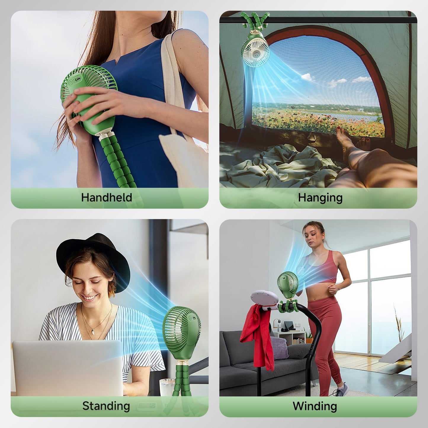 Stroller Fan Clip on for Baby, 30Hrs Removable Fan for Strollers and Car Seat, 3 Speeds Baby Stroller Fans, Rechargeable Portable Fans for Strollers with Flexible Tripod for Beach, Hiking and Camping