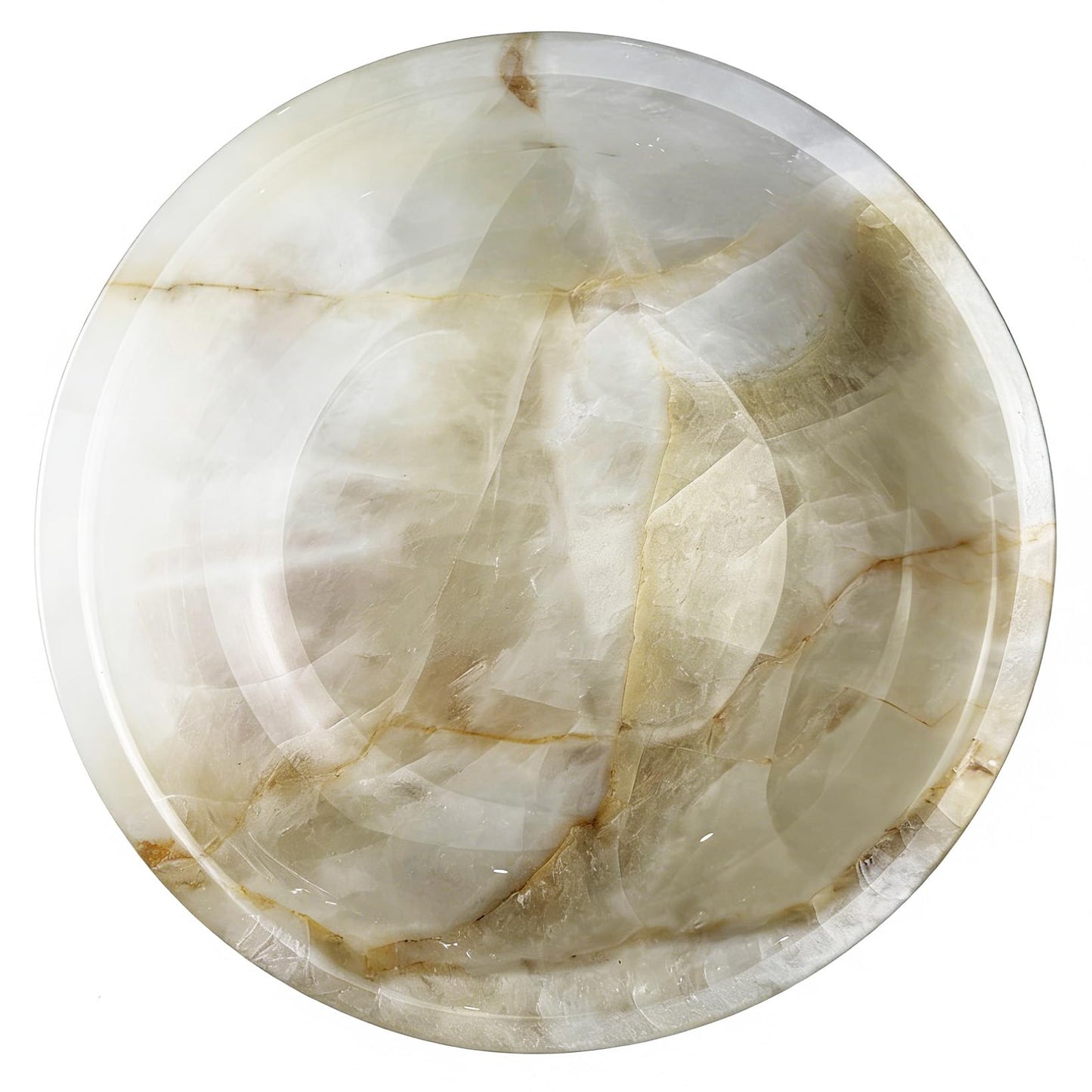 YeasHome Calcite Stone Bowl, D20 Natural Crystal Bowl for Decor - Hand Carved Decorative Bowl for Centerpiece, Coffee Table, Yoga Meditation, Gift Idea (Marbled Pattern)