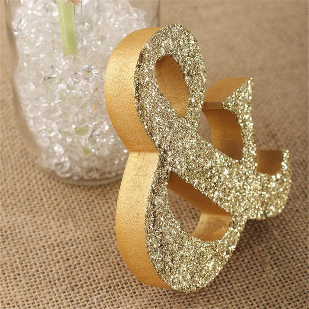 Large Golden Mr & Mrs Sign for Wedding Table with Just Married Banner - Gold Glitter Freestanding Letter Decorations for Party or Holiday - Indoor and Outdoor