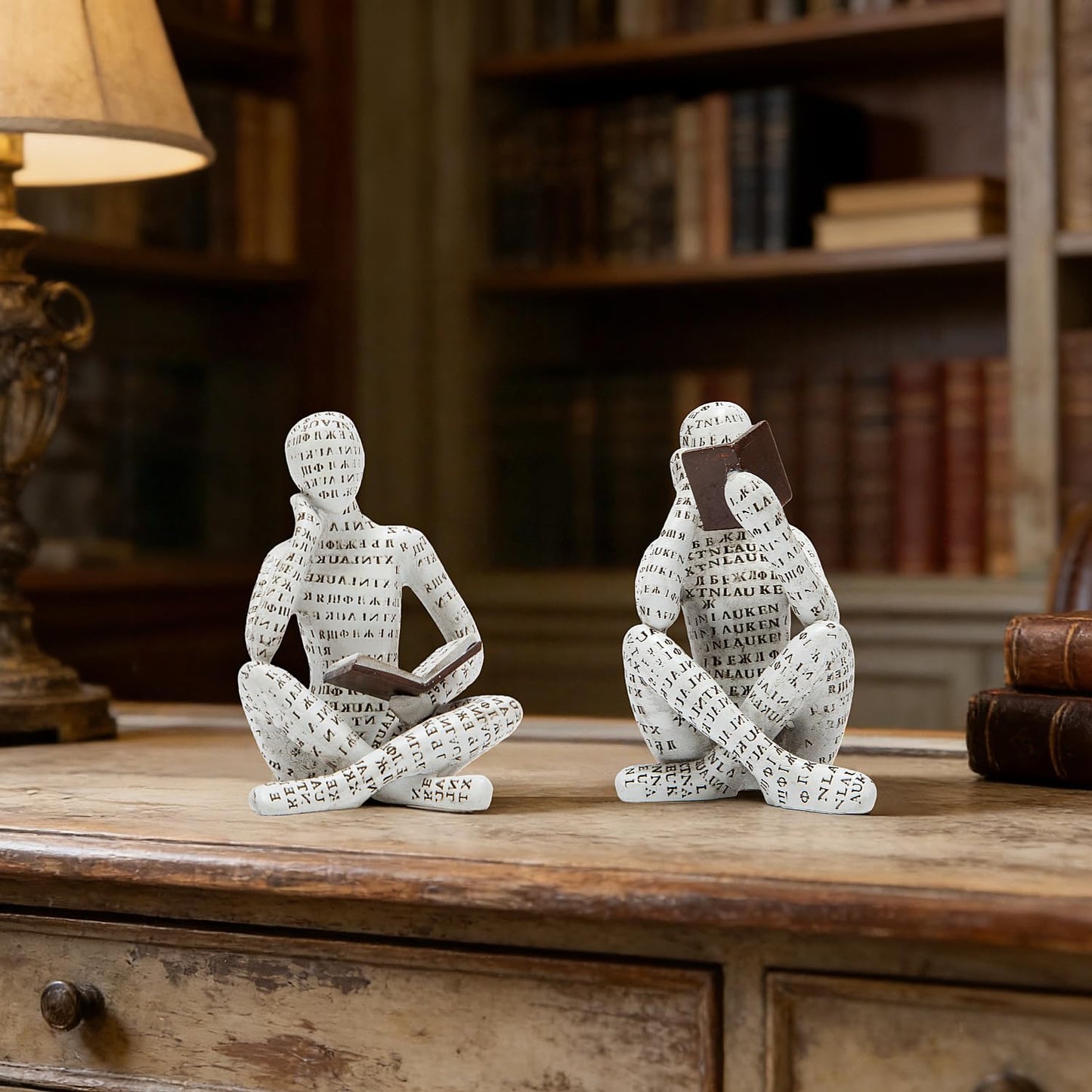 Brighomrom Bookshelf Decor Pulp Reading Thinker Sculpture, Abstract Art Statue Ornaments, Set of 2 Modern Aesthetic Figurine Home Decor Accents for Office Living Room Bedroom Shelf Coffee Table Desk