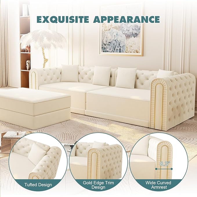 90.6'' Velvet Folding Floor Sofa Bed