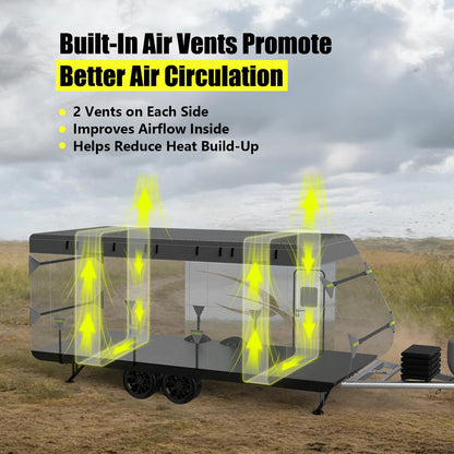 YSPACE 8-Layer Heavy Duty RV Cover 24-27 ft, Rip-Stop Travel Trailer Cover with Windproof Straps, Waterproof Camper Cover with Ventilation, Zipper Access & Full Accessories for All-Season Protection