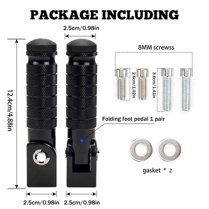 XINGWU M8 Motorcycle Foot Pegs 90 Degree Foldable Bike Pegs CNC Anti-Skid Universal for Super 73 Yamaha Honda Suzuki Aprilia Electric Car Motorbike Scooter Mini Bike Ebike Dirt Bike Go Kart (Black)