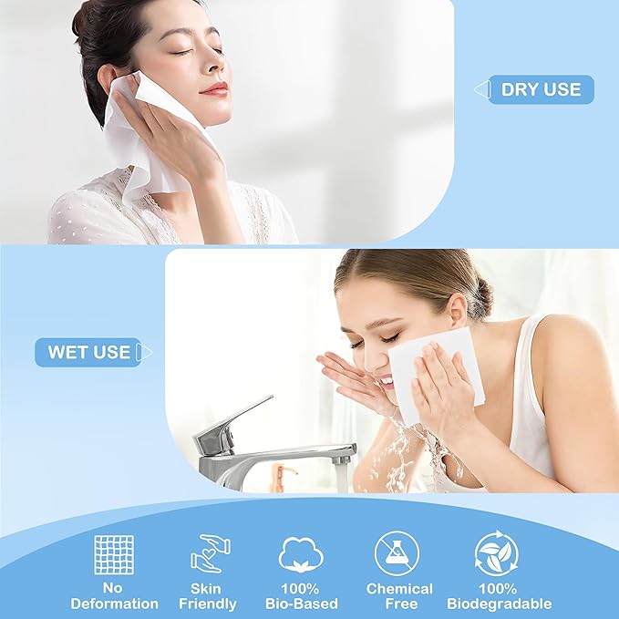 GRANNY SAYS Disposable Face Towel, Biobased Face Towelettes Disposable