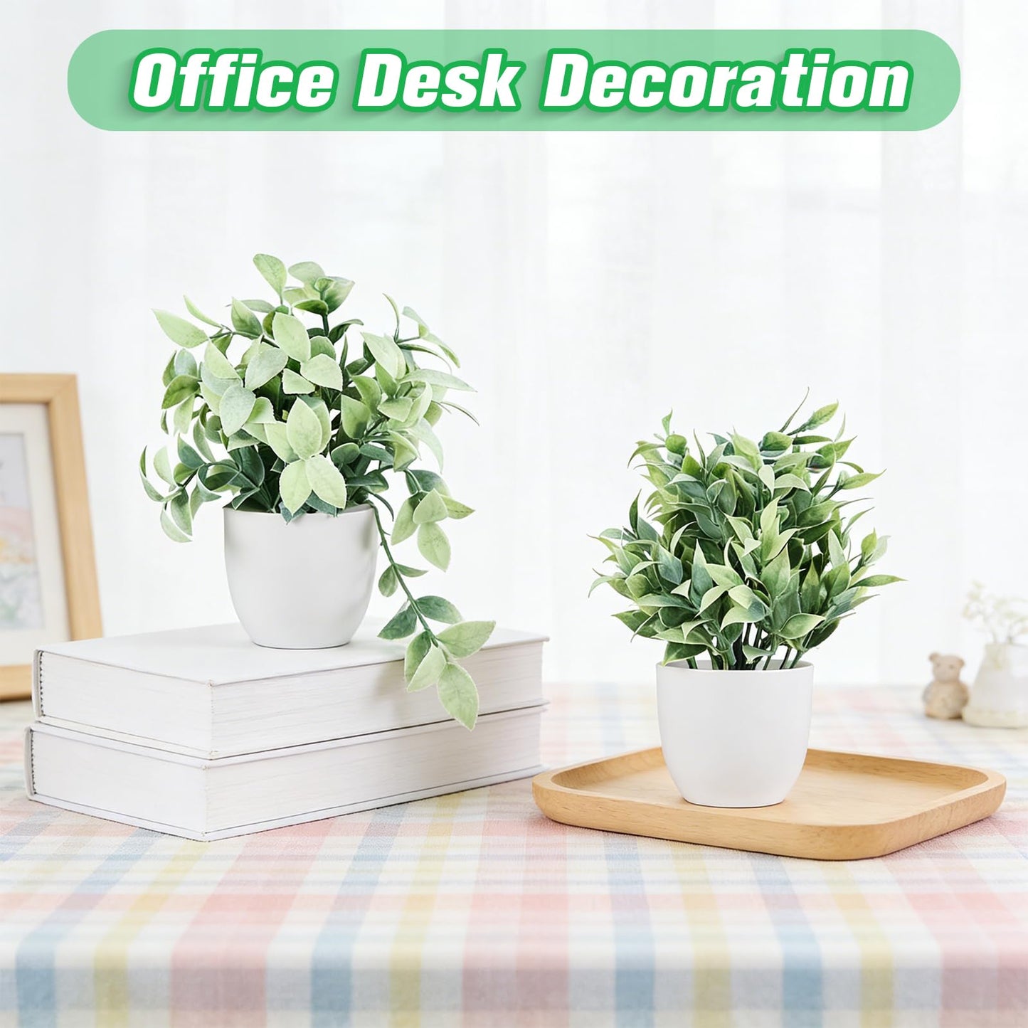 TngsChryxia 6pcs Mini Fake Plants Office Decor for Women, Small Artificial Plants Home Spring Decor Living Room, Indoor Small Plant Potted Faux Greenery for Farmhouse Bathroom Decorations