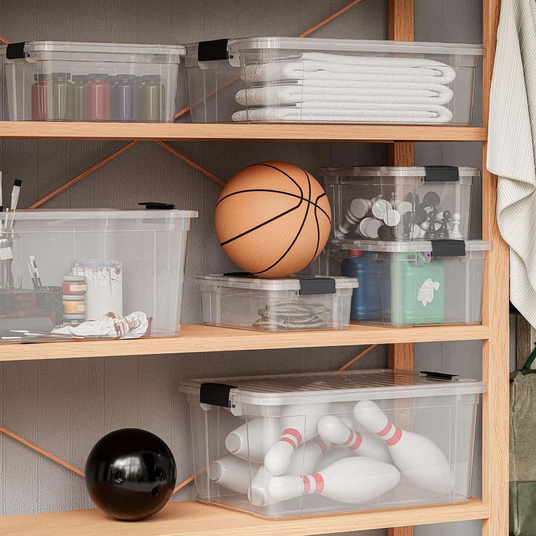 Superio Clear Plastic Storage Bin with Lid, 1.75 Qt, Non-Toxic, BPA Free, Odor Free, Organizer Storage Box, Stackable Plastic Tote for Home, Garage, School, and Office, X-Small