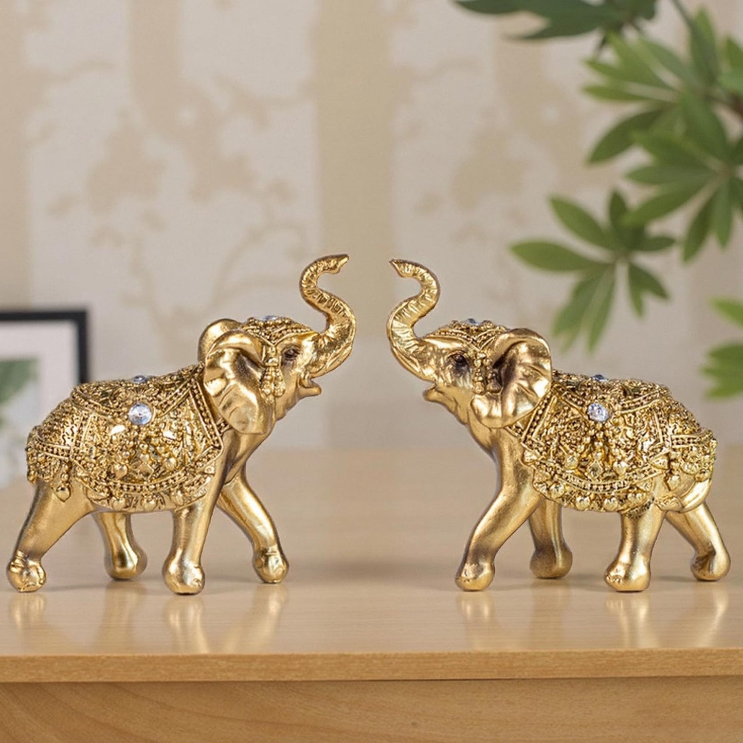 AGKZNTQP Decorative Golden Pair of Elephants Elephant Statues, Home Decoration Statues