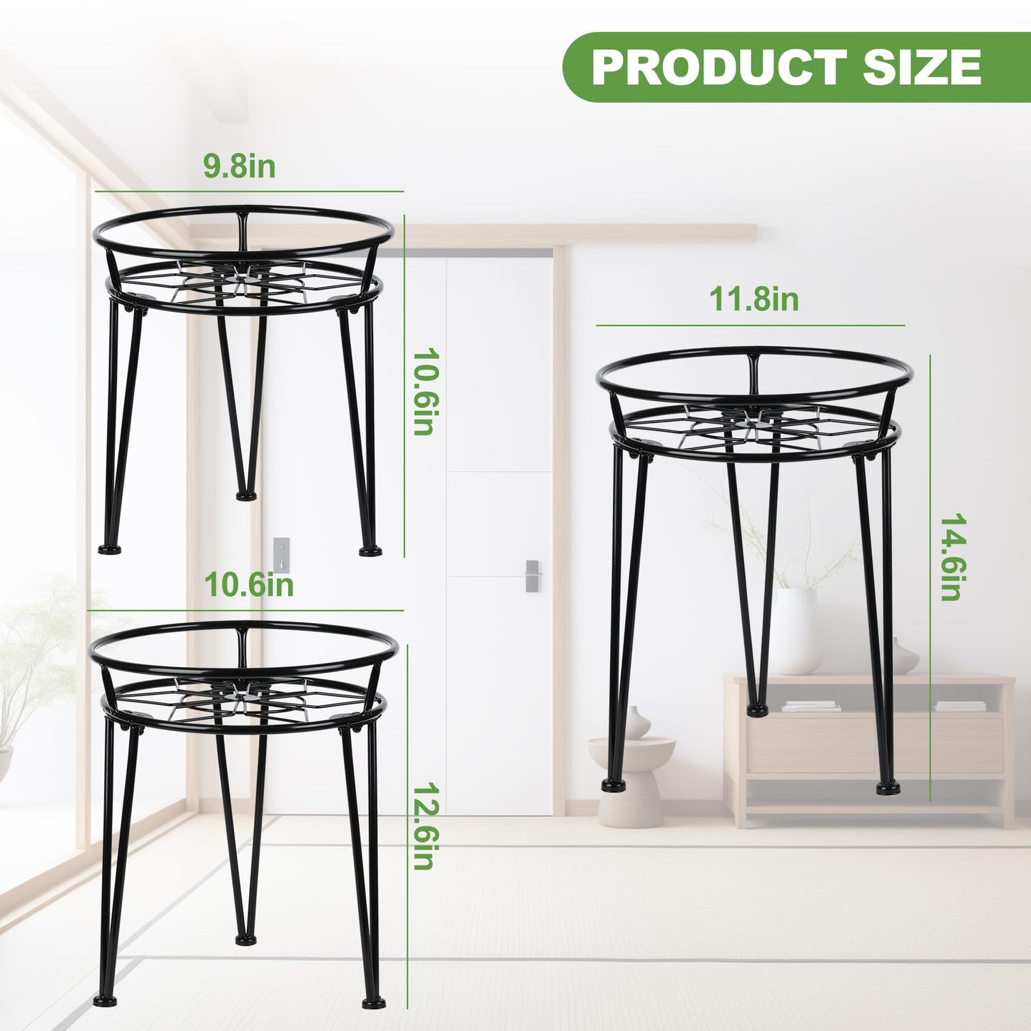 Jvtoo Metal Plant Stand, Plant Stand Indoor Outdoor, Metal Rustproof Flowers, Urban and Rustic Outdoor Plants Stands, Flower Pot Stand Suitable for Living Room, Balcony, Garden (3PCS,Black)
