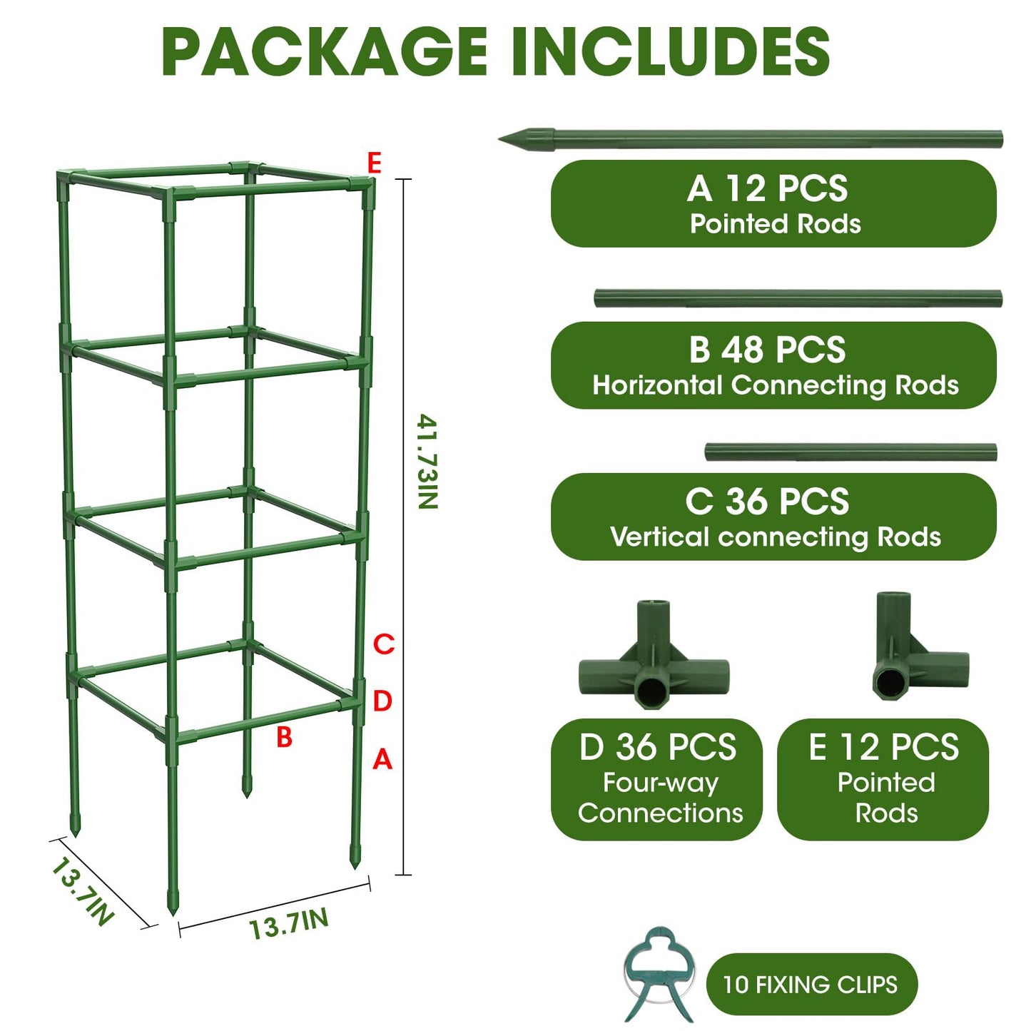 MQHUAYU 3 Pack Tomato Cages,Square Tomato Plant Stakes Support Cages Trellis for Garden Climbing Vegetables Flowers Fruits,Extra Bold