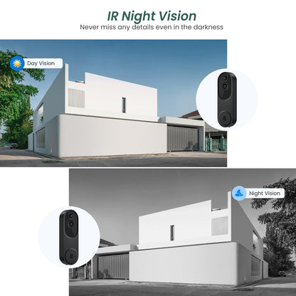 1080p Video Doorbell Camera Wireless with Chime, AI Human Detection, 2-Way Audio, FHD Live View, Wire-Free, Night Vision, Cloud Storage, Battery Powered, Indoor Outdoor Surveillance (Black)