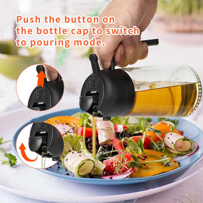 2 Pack Oil Sprayer for Cooking, 2 in 1 Olive Oil Dispenser Bottle for Kitchen, 16oz/470ml Oil Dispenser Bottle, Food-grade Glass Oil Mister for Air Fryer, Oven & Steak Frying,Black&Cream White