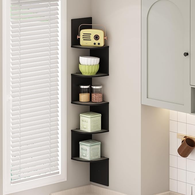 Furinno Rossi 5-Tier Floating Corner Shelf