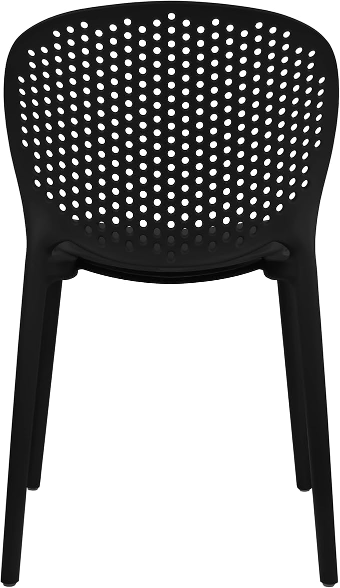 2xhome Set of 2 Patio Dining Chairs | Modern Stackable Outdoor Pool Side Chair | Weather Resistant Plastic for Yard, Porch, Balcony, Kitchen, Black