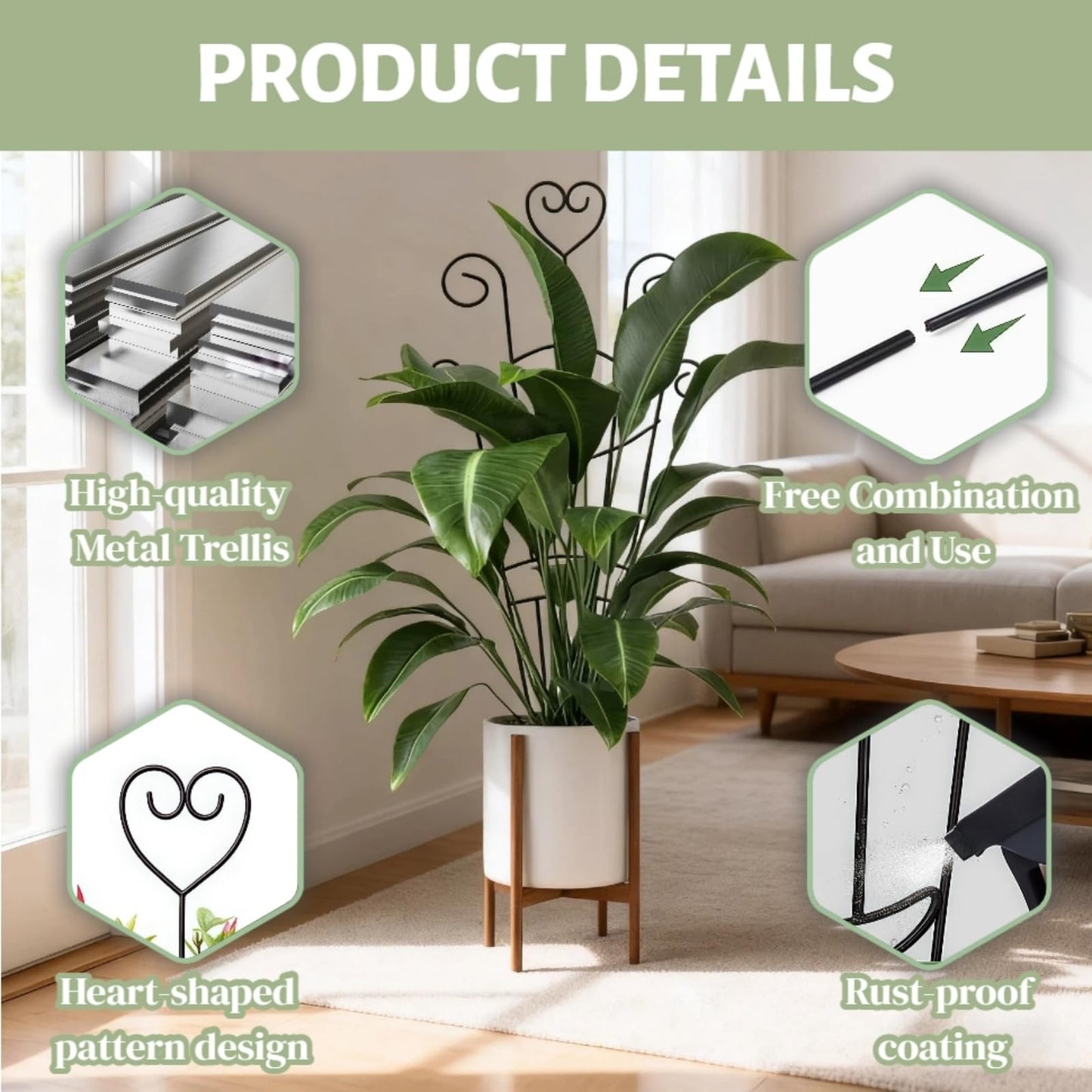 Plant Trellis for Climbing Plants Indoor 2Pcs Small Garden Trellis for Potted Plants Sturdy Metal Houseplant Support 33in Taller Plant Trellis for Monstera pothos lvy Vine
