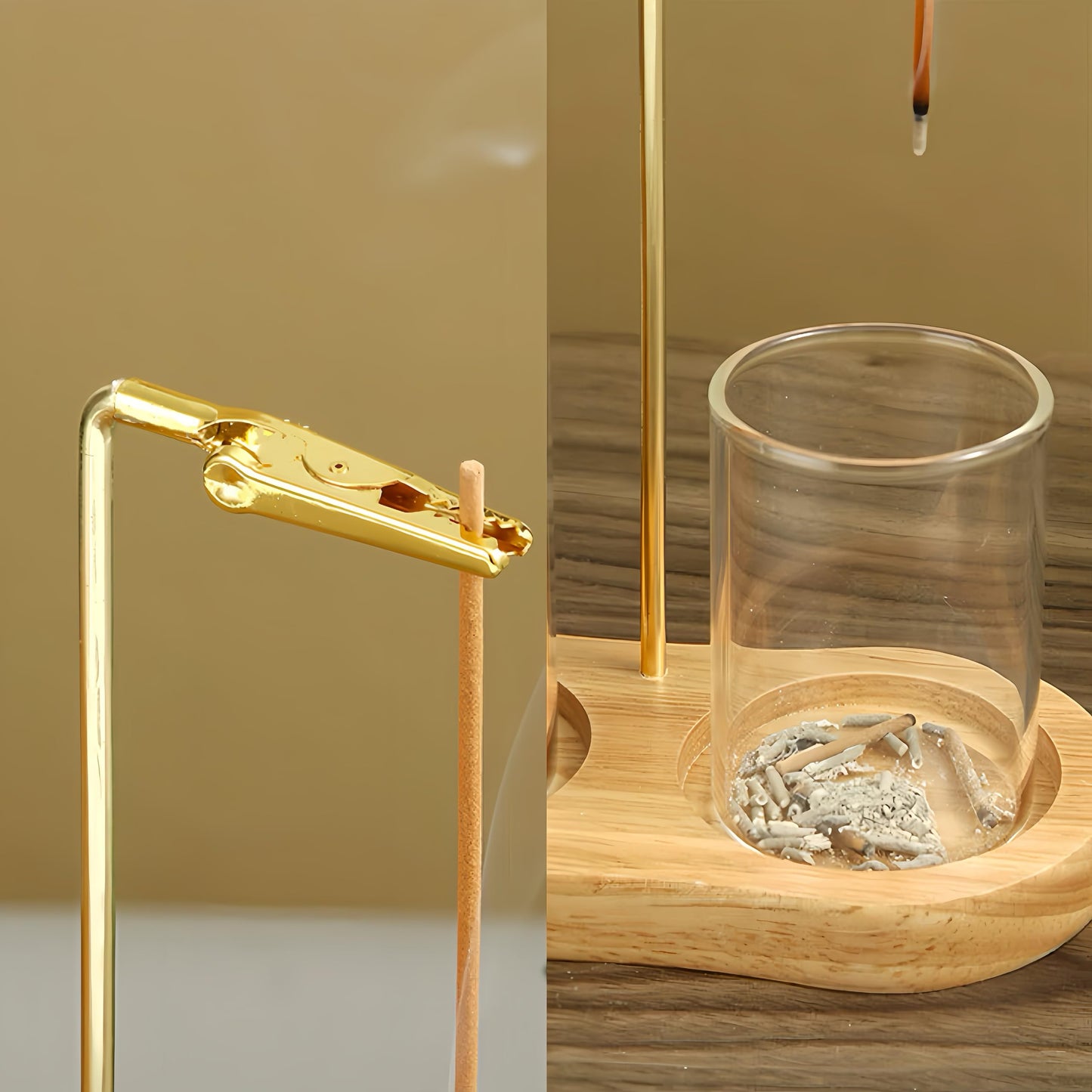 Moocervi Glass Incense Holder, 2 in1 Incense Sticks Burner Holder with Storage,Hang Upside Down Incense Holder for Sticks with Glass Ash Catcher for Meditation Yoga Spa Room Decor