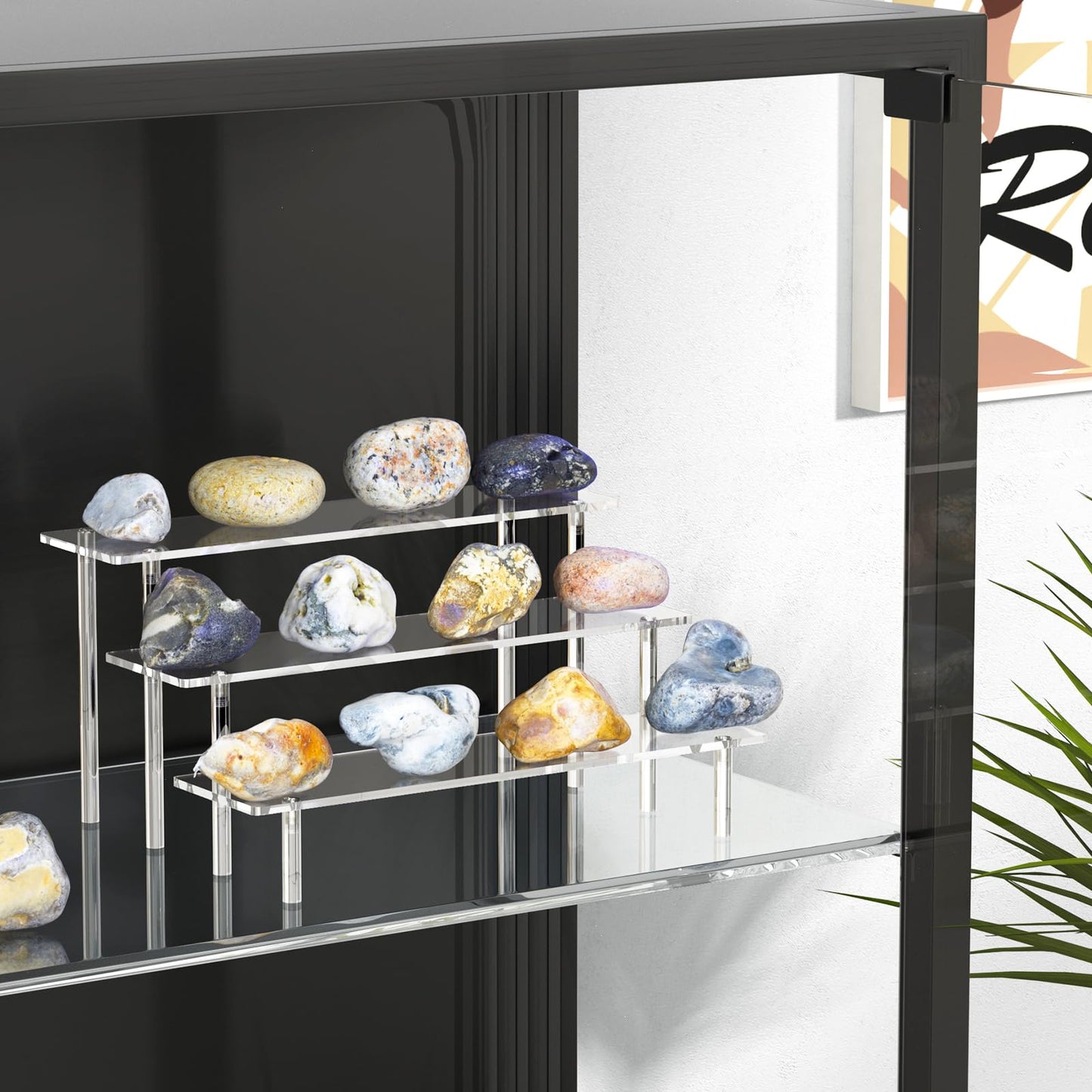 3 Tier Acrylic Display Risers, Large Perfume Organizer Stand, Clear Cupcake Stand Holder, Display Shelves for Figurines, Dessert Shelf for Party, Risers Display Stand for Decoration (2 Pack)