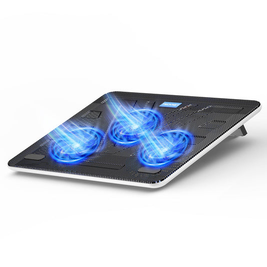 TECKNET Laptop Cooling Pad, Portable Slim Quiet USB Powered Laptop Notebook Cooler Cooling Pad Stand Chill Mat with 3 Blue LED Fans, Fits 12-17 Inches (White)
