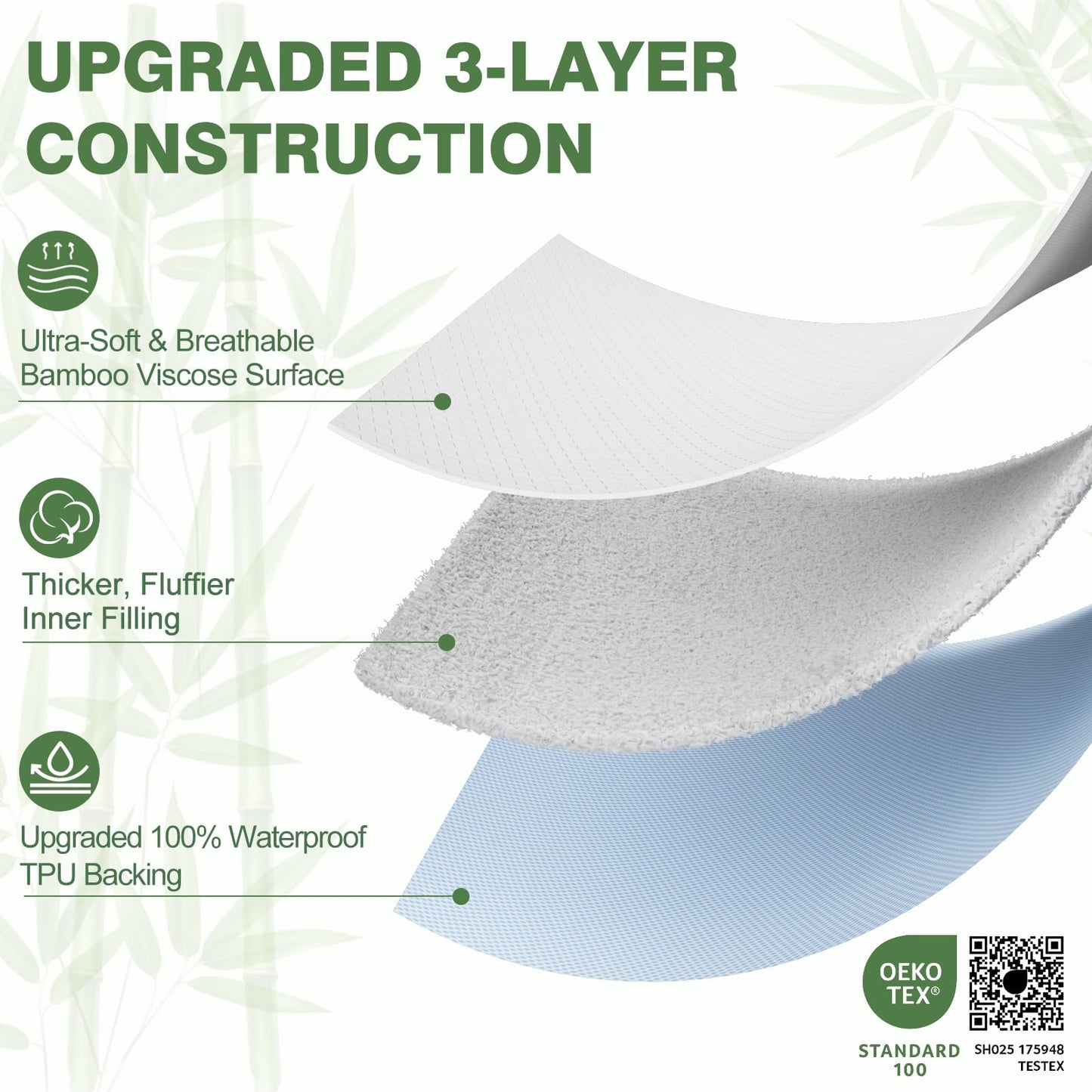 KAYWAZY Waterproof Mattress Protector King Size - Cooling Breathable Mattress Cover for King Bed, Noiseless Soft Bed Pad Cover, Snug Fit Deep Pocket 6''–18'', Ideal for Dorms & Guest Rooms, Green