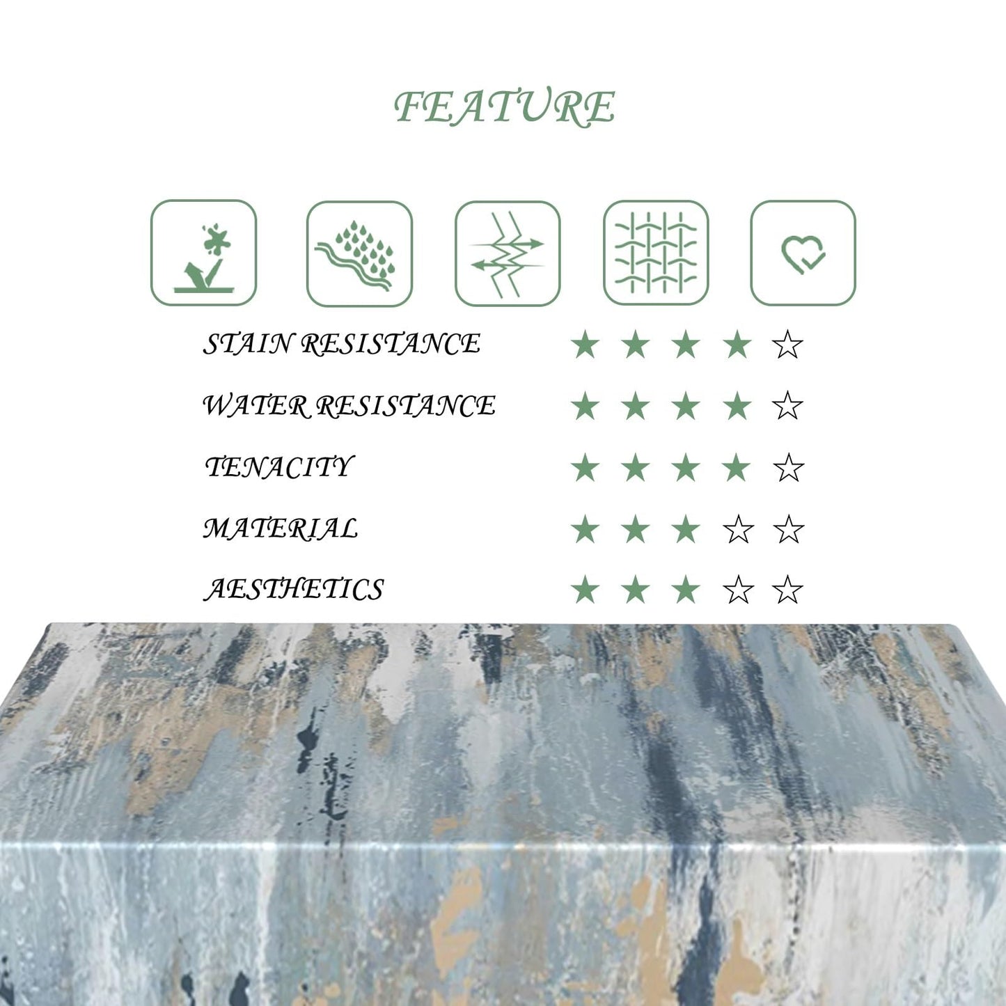 ggaimwf 60x102 Inch Modern Abstract Art Rectangle Tablecloth Blue Gray Brushstroke Pattern Table Cloth Washable Durable Table Cover for Kitchen Dining Home Party Bedroom Studio Decor