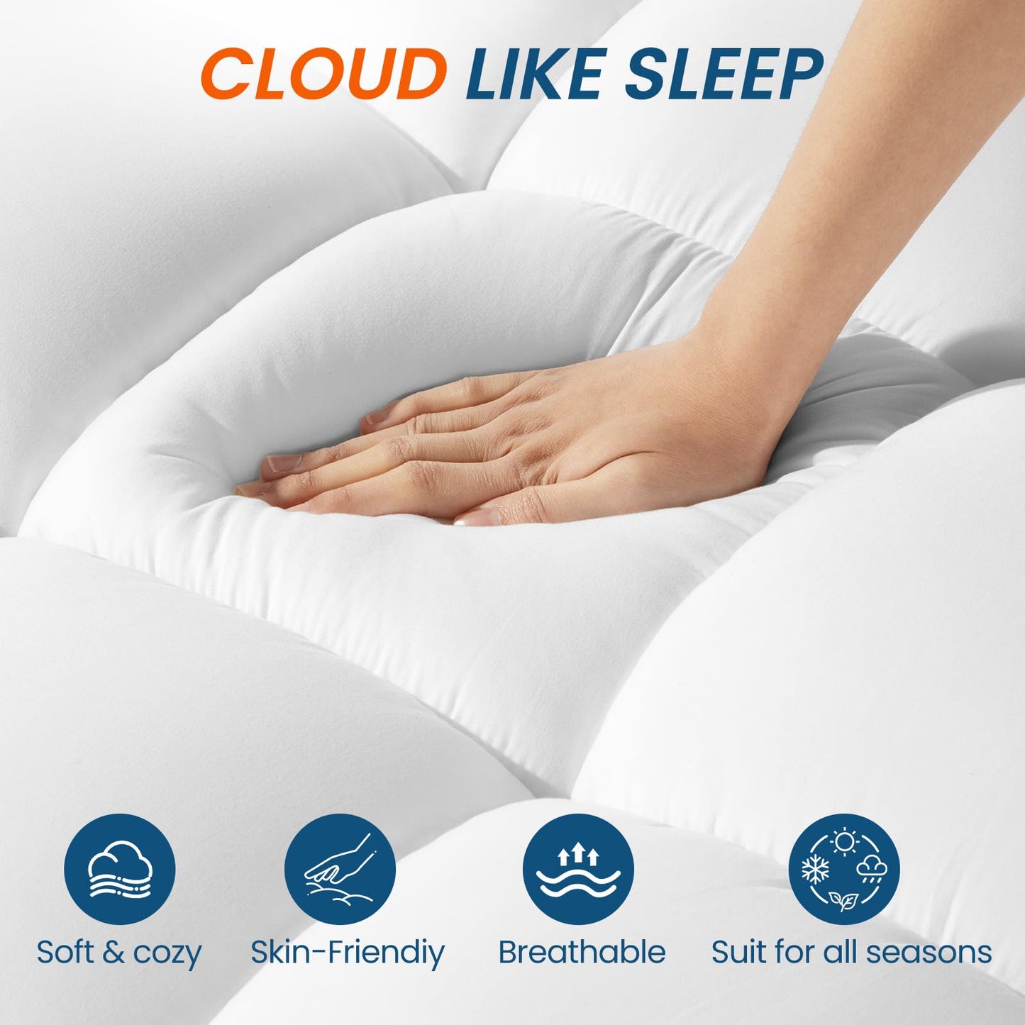 4 Inch Memory Foam Dual-Layer Mattress Topper Queen Size - 2Inch 1000GSM Quilted Pillow Top with Down-Alternative + 2Inch 5-Zone Egg Crate Memory Foam（Queen,60"x80"）