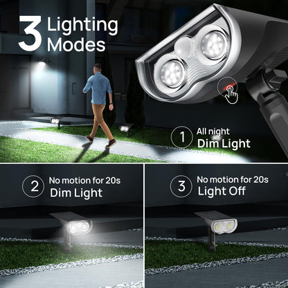 Linkind Solar Outdoor Motion Sensor Lights, IP67 Waterproof Solar Powered Security Lights, Solar LED Pathway for Garden Driveway Fence, 6500k Cold White, 2 Pack