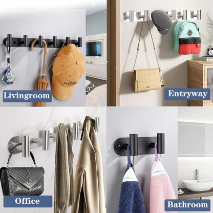 Vanloory Coat Hook Rack, Wall Mounted Rack with 4 Hooks, Heavy Duty Towel Rack Wall Hooks for Hanging Jacket, Stainless Steel Coat Hanger for Bathroom Entryway Mudroom (Brushed Nickel)