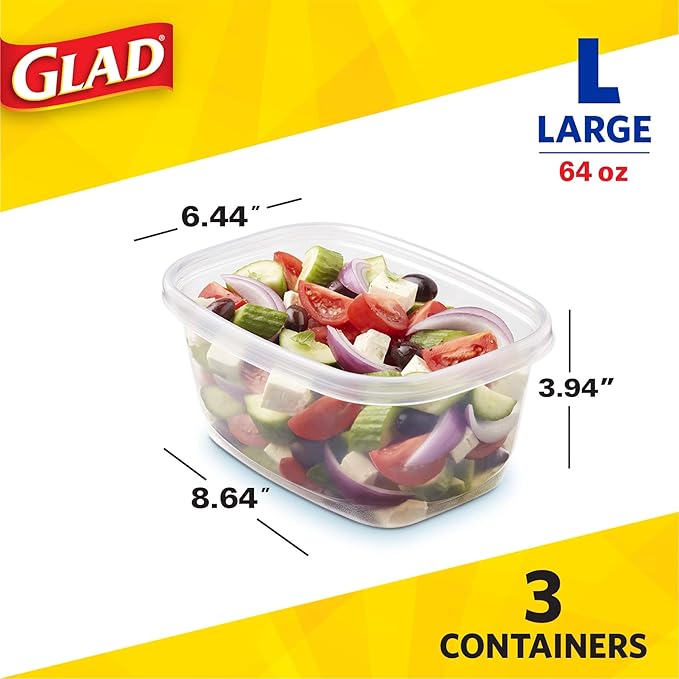 Glad GladWare Deep Dish Food Storage Containers, Large Rectangle
