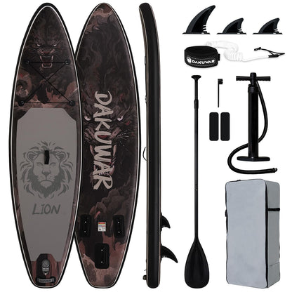 DAKUWAR Paddle Board 10'6''/10' Inflatable Stand Up Paddle Boards with SUP Accessories Ultra-Light Paddleboard Non-Slip Comfort Deck for Adults & Youth of All Skill Levels (Black and Gray)
