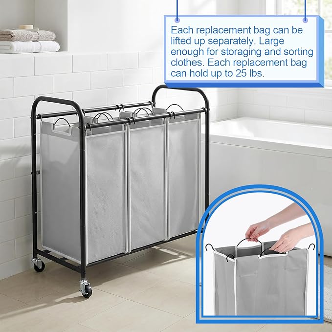 SHENLIU 3 Bag Laundry Sorter Replacement Bags