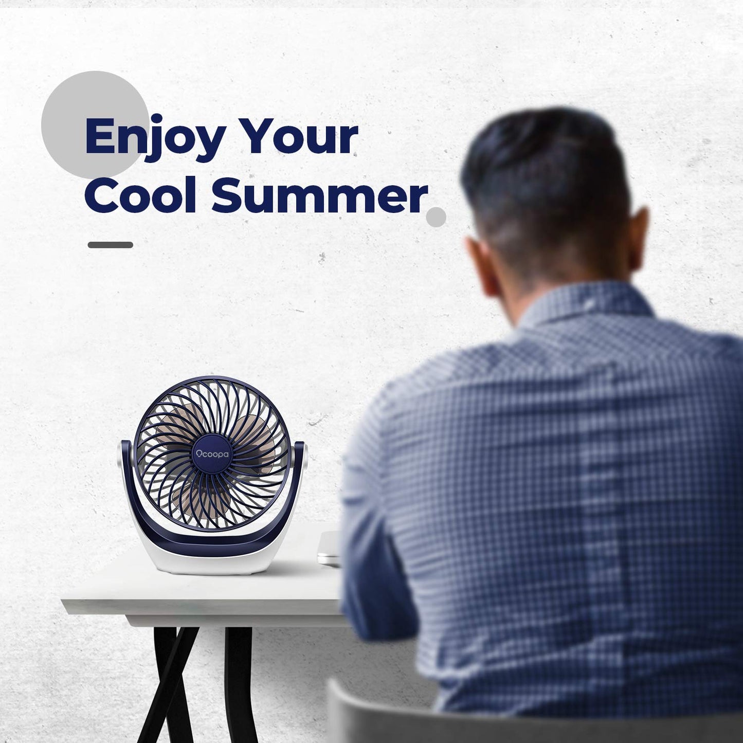 OCOOPA USB Desk Table Fan with Strong Airflow & Quiet Operation, Portable Cooling Fan Speed Adjustable 360°Rotatable Head for Home Office Bedroom Table and Desktop