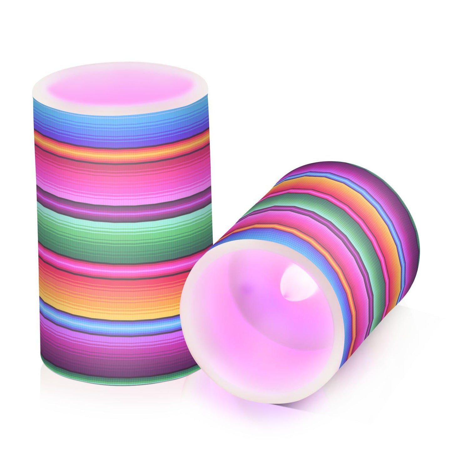 Eionryn Cinco De Mayo Ethnic Strips Flameless Candles Mexican Rainbow Battery Operated LED Candles with Remote Timer Electric Candles for Home Party Decor 2pcs