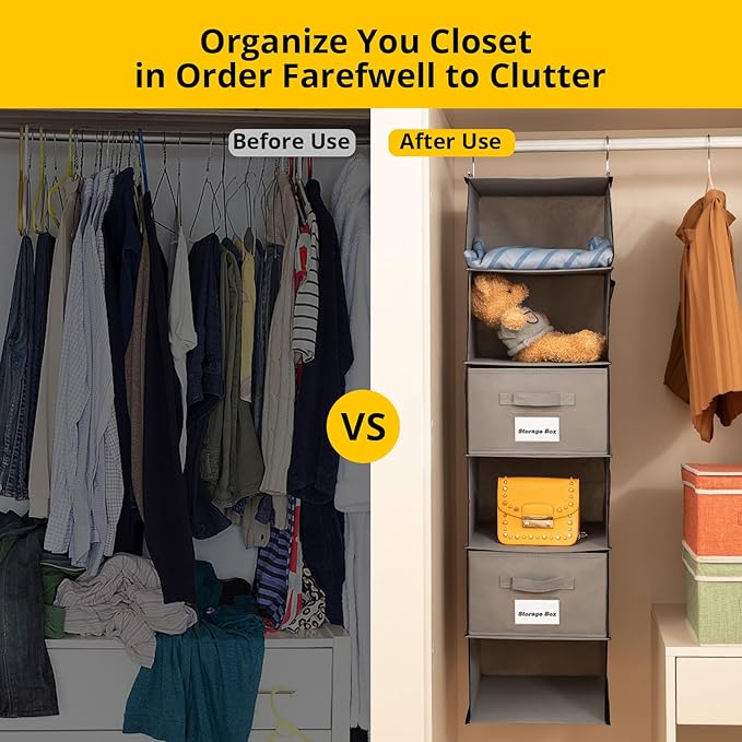 2 Pack 6 Shelves Hanging Closet Organizer