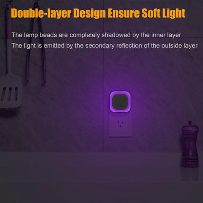 2 Pack Plug in Amber Night Light, Auto Dusk to Dawn, Soft Glow, Dimmable, Diffused Light, LED Lights for Bedroom, Kids, Bathroom, Sleep, Baby Nursery, Toddler, Hallway, Kitchen, Home Decor