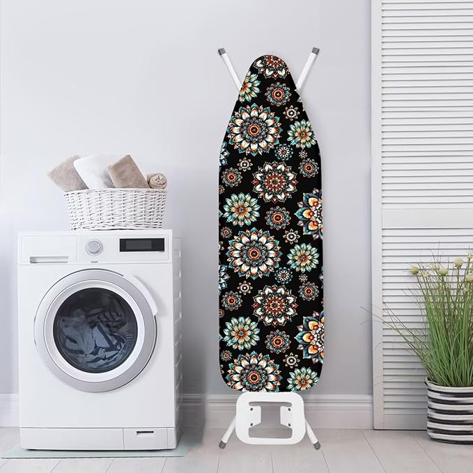 15x54 Inch Ironing Board Cover, Bohemian Mandala Flower Printed Ironing Board
