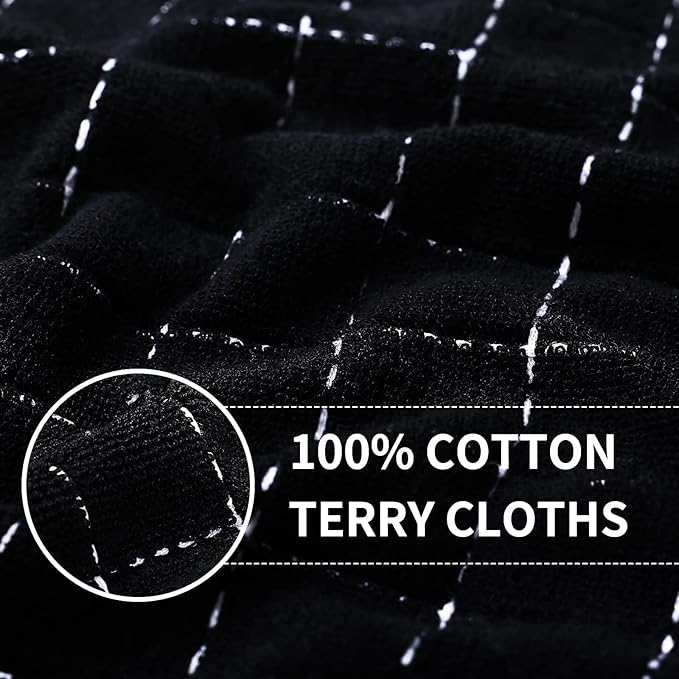 Homaxy 100% Cotton Terry Kitchen Towels, Checkered Designed, Soft and Super
