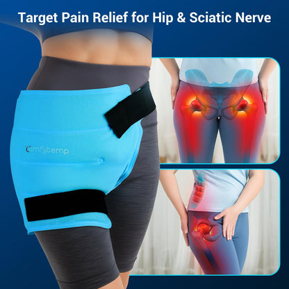 Comfytemp Hip Ice Pack Wrap for Sciatica Pain Relief, Hip Replacement Kit After Surgery, Reusable Gel Ice Pack for Injuries, Hot Cold Compress Recovery Items, Fathers Day Dad Gifts for Men, Blue (S/M)
