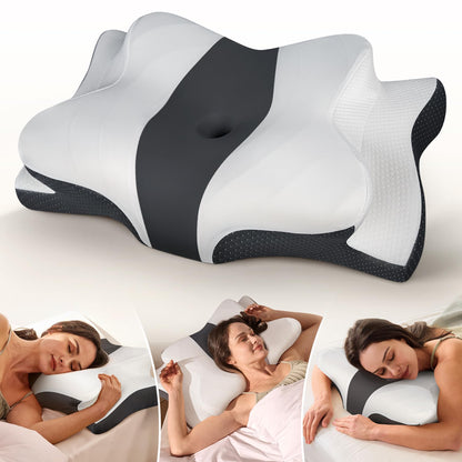 Cozyplayer True Cooling Cervical Neck Pillow for Pain Relief, Ergonomic Side Sleeper Pillow for Neck Support, Odorless Orthopedic Contour Memory Foam Pillows, Bed Pillow for Back Stomach Sleeper