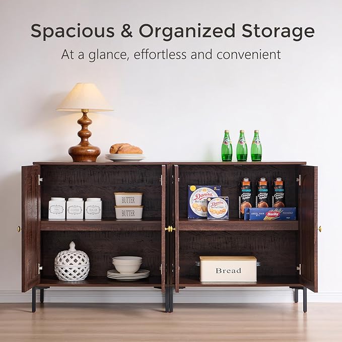 IFBUY Modern Sideboard Buffet Cabinet, 92.63" W Fluted Arched Buffet Cabinet