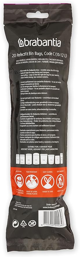 Brabantia PerfectFit Trash Bags Thick Plastic Trash Can Liners