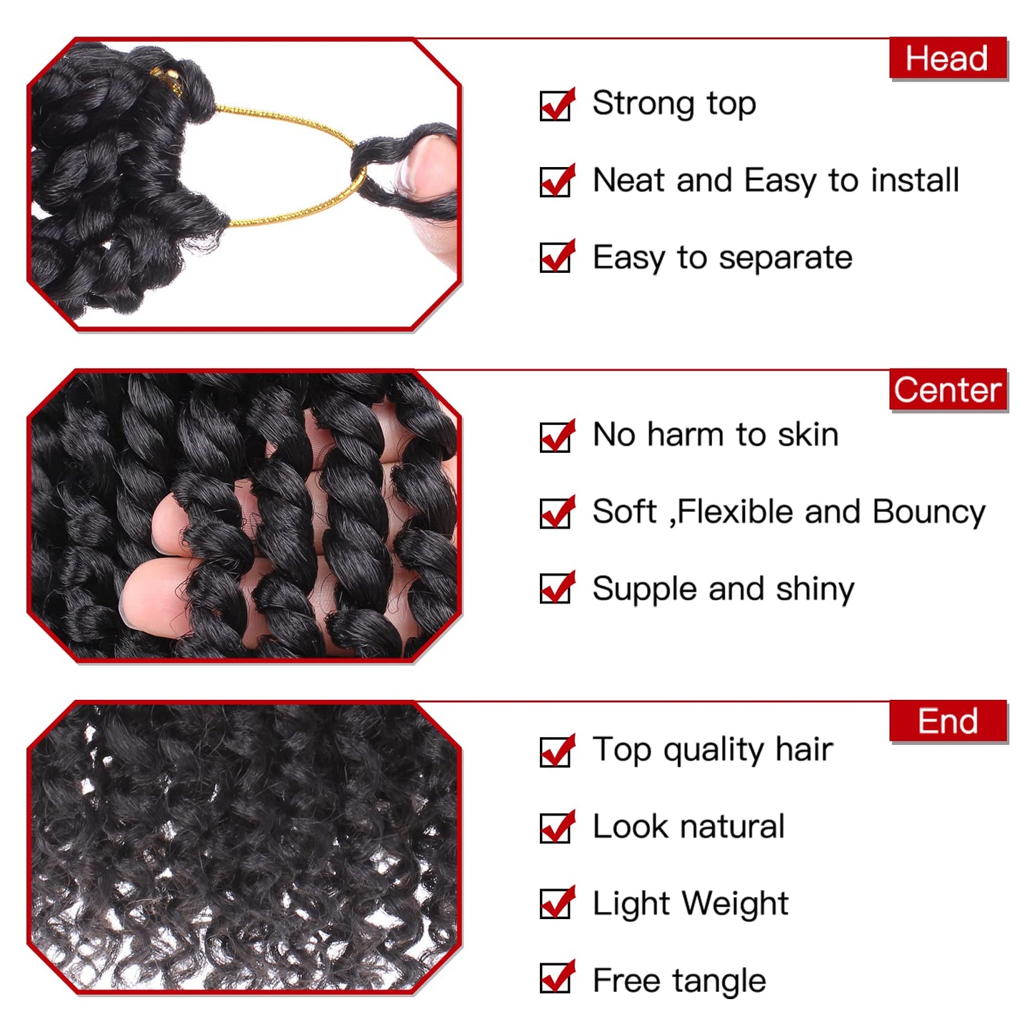 Xtrend 10 Inch 8 Packs Pre twisted Passion Twist Crochet Hair Natural Black Bohemian Pre-looped Short Bob Passion Twists Hair Extensions for Women(1B#)