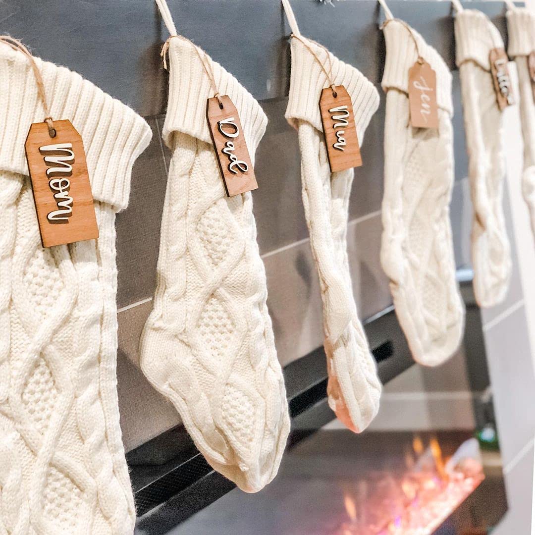 Fesciory Christmas Stockings, 6 Pack 18" Large Knit Stocking & Decor for Family Holiday Xmas Party Gift, Ivory White