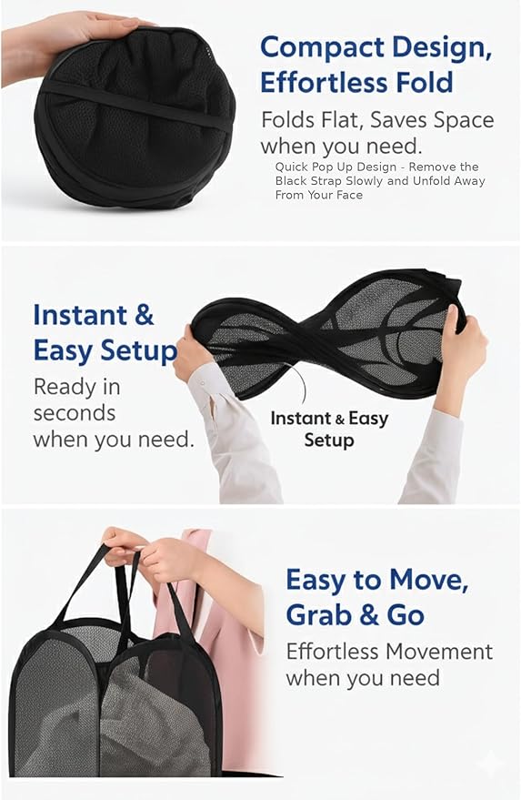 2-in-1 hanging laundry hamper Bag + Pop-up mesh laundry basket, XL Over the