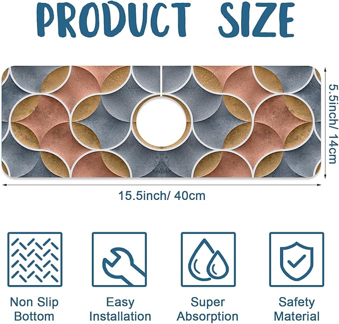 Geometric Printing Sink Faucet Absorbing Mat Ceramic Tile Texture Super